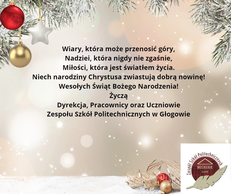 Życzenia Świąteczne, Zespół Szkół Politechnicznych w Głogowie