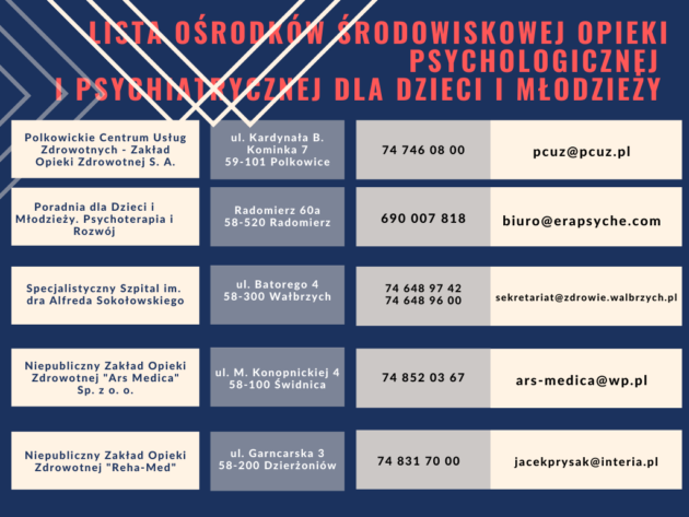 Ośrodki pomocy psychiatrycznej i psychologicznej w ramach NFZ na Dolnym Śląsku, Zespół Szkół Politechnicznych w Głogowie